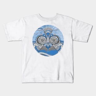 Cool Monkey Blue and Silver Ape Face Sticker Kids T-Shirt